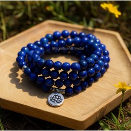 Unbranded Lapis Lazuli Stone Bracelet 108 Beads Mala Prayer Gemstone Necklace Jewelry Gift