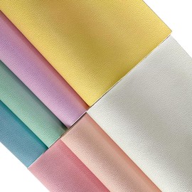 XHT 21x30cm 7pcs Light Color Series Faux Leather Sheets Lychee Texture Synthetic Leather Fabric for Making Hair Bows Earring Keychains Crafts