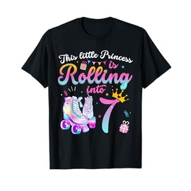 Roller Skate 7th Birthday Shirt 7 Year Old Girl Party Outfit T-Shirt