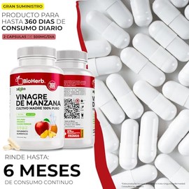 BioHerb® | Vinagre de Manzana Orgánico con Cultivo Madre con 360 Cápsulas