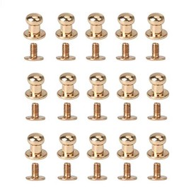 50Set Gold Alloy Round Head Button Studs Rivets Screwback Screw Back Spots Screw Studs Nail Rivet Repairs Replacement for DIY Leather Craft Belt Handbag Wallet Purse and More(6mm)