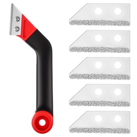 Tile Grout Saw Grout Removal Tool, Angled Grout Saw with 5 Pieces Extra Blades Replacement Tile Grout Remover Tiling Tools, Tile Grouting Cleaning Saw for Tile Cleaning, Removing Paint and More