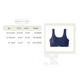 Herepai - brasier deportivo para niñas grandes con almohadillas para orejas transpirables para adolescentes de algodón, Azul marino, gris, 10-12 Años