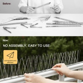 OFFO Bird Spikes Assembled for Pigeons Small Birds Cat，Durable Bird Deterrent Spikes with Stainless Steel，Bird Repellent Spikes for Fence Roof Mailbox Window （Cover 24 Feet/7.3 Meters）