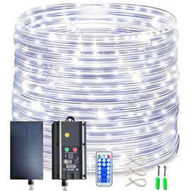KUshopfast Solar Rope Lights, 149 Feet 1500 LED 8 Modes Solar Rope String Lights Outdoor Fairy Lights Waterproof Tube Lights with Solar Panel for Outdoor Indoor Home (1500LED, Cool White)