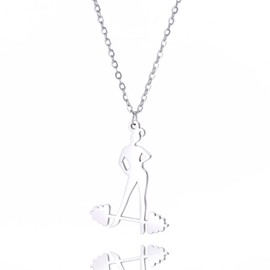 EUEAVAN Fitness Dumbbell Barbell Necklace for Women Gym Weightlifter Pendant Gym Fitness Barbell Lifts Weights Necklace Workout Jewellery for Sports Lovers Weightlifters Athletes, Stainless Steel, No
