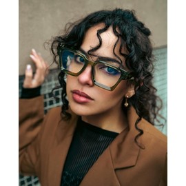 VISOONE - anteojos de bloqueo de luz azul rectangular, elegante, marco multicolor para mujeres y hombres, RIVER