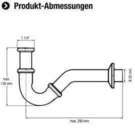 Cornat Röhren-Geruchsverschluss für Bidets - 1 1/4 Zoll x 32 mm - Metall verchromt - Pflegeleicht & korrosionsbeständig / Röhrensiphon / Ablaufverbindung / T317503