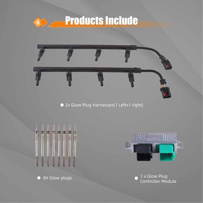 higehio 6.0L Valve Cover Gasket Kit with 8 Glow Plugs