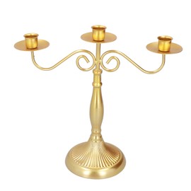 Candle Holder Golden Three Heads European Style Nostalgic Vintage Decorative Candlestick