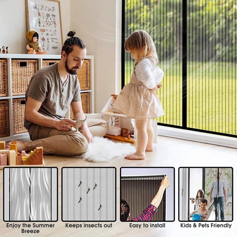 Clevinger Magnetic Screen Door Mesh, Fit Door Size 92x206CM,Screen Size