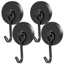 MIKEDE Black Magnetic Hooks Heavy Duty, 110LB Swivel Swing Strong Magnetic Hooks Cruise,Neodymium Hook Magnets for Hanging, Home, Workplace, Metal Door, Office and Garage - Pack of 4