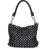 Zzfab Sparkle Rhinestone Suede Hobo Handbag Black