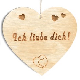 Family Heart I Love You! Decorative Sign Wooden Heart Sign 10 x 10 cm Gift for the Family Saying Gift Wooden Gift A Gift for the Family