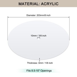 Awclub Round Lampshade Diffuser, 8" Diameter with 3/8" Center Hole Diffuser Lamp Shade for Drum Style Lampshades Pendants Softening Light, Frosted White Acrylic, Fits 8.5-10" Openings