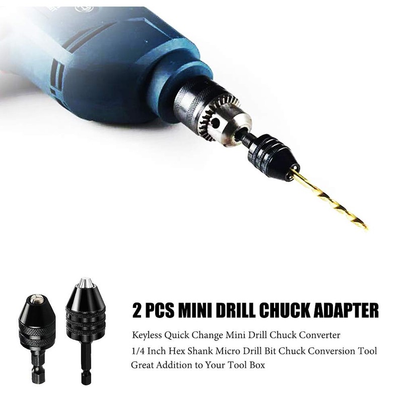 Mini Drill Chuck Adapter 2 PCS Keyless Quick Change Mini