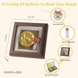 Pet Paw Print Impression Kit, Paw Print Kit for Dogs, Paw Print kit for Cats, Dog Memorial Picture Frame, Pet Fur Keepsake Dog Remembrance Gift,Dog Memorials & Funerary, Pet Keepsake