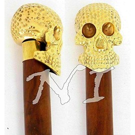 PIRU Handmade Walking Cane with Skull Handle