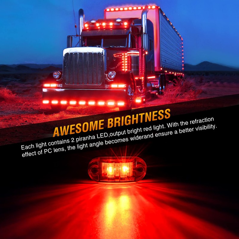 Nilight 2.5Inch Oval Side Marker Light 20PCS 2 Diode LED