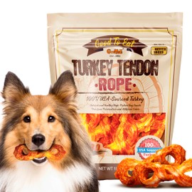 Gootoe Turkey Tendon Dog Treats – 100% USA-Sourced, Natural Snack, Premium Training Chews, Hypoallergenic, Reseal Value Bags, Sizes for Small Medium & Large Dogs, Rope (M) Jumbo Pack, 1 lb (Pack of 1)
