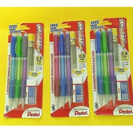 Pentel Mechanical Pencils Lot of 3 pkgs  Ax119lbp3F Cometz 0.9mm  3 Ct each pkg