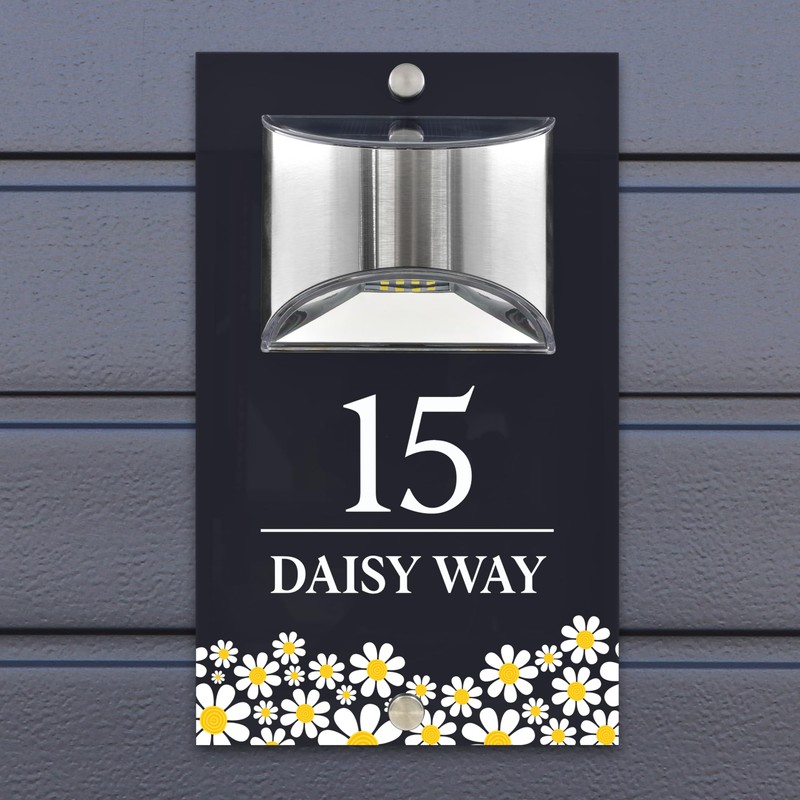 Custom Signs Solar Illuminated Modern Anthracite House Number Sign 24cm