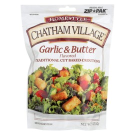 Chatham Village Croutons, Garlic & Butter Flavored, 5-Ounce Bags (Pack of 12)