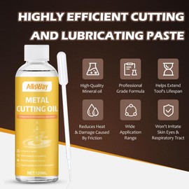 Allony Metal Cutting Oil, Drilling and Cutting Oil, Cooling Lubricant, Drilling Oil with Dropper, Suitable for Sawing, Milling, Turning, Threading, Reduces Wear, Lubrication and Cooling, 120 ml