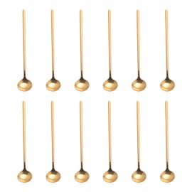 12 PCS Coffee Spoons, 18/8 Stainless Steel Espresso Spoons, 6.7 Inches Vogue Mini Tea Spoon, Cappuccino Stirring Small Spoon for Dessert, Ice Cream, Frosted Handle,Sweejar(Gold)