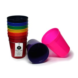 Rolling Sands 16 oz. Reusable Plastic Stadium Cups, 8 Pack, Made in USA, BPA-Free Dishwasher Safe Tumblers, Rainbow