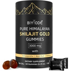 BIYODE Shilajit Gummies: Pure Shilajit Himalayan Rich in Ashwagandha Gaulshura Fulvic Acid 85 Micronutrients Suitable for Men and Women No Added Sugar