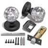 Bwintech 1 Pair Solid Crystal Black Door Knobs, 65mm Palace