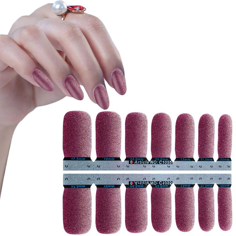 WOKOTO 8 Sheets Glitter Adhesive Nail Art Polish Stickers Tips