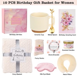 Birthday Gift Basket for Women, Birthday Gifts for Women Friendship Mom Sister Best Friend Her Wife Girlfriend Daughter Aunt Sister, Thoughtful Self Care Relaxing BD Gift Baskets