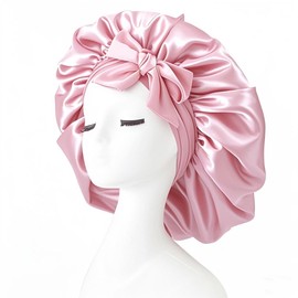 iLamvie Silk Bonnet,Adjustable Silk & Satin Sleep Bonnet,Hair Bonnet,For Sleeping,Curly Hair Braid,Soft And Comfortable Silk Sleep Cap(Pink)