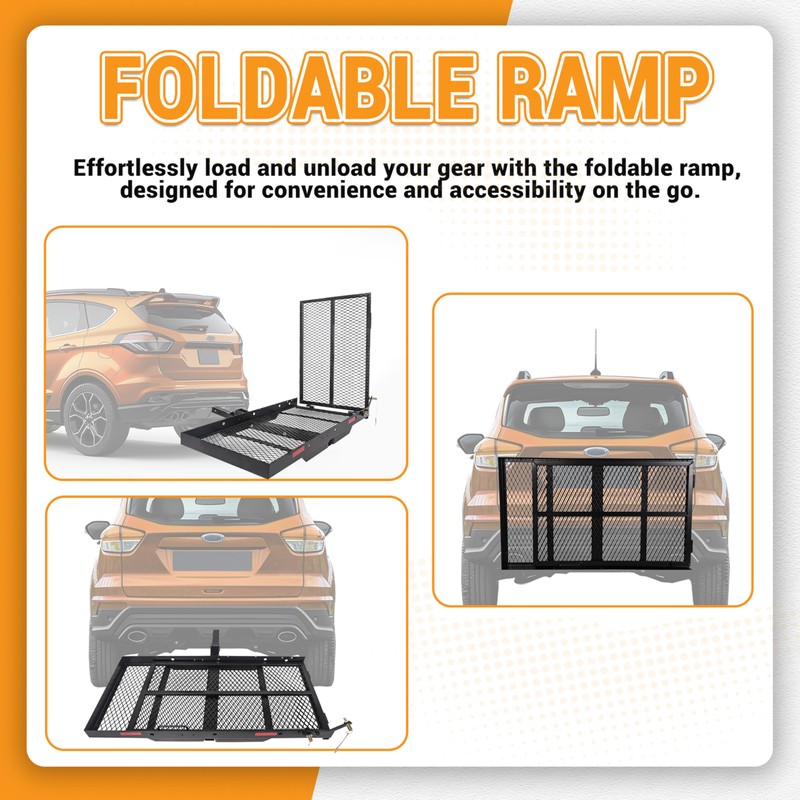 HECASA Hitch Mount Cargo Scooter Carrier Rack w/Foldable Ramp 3"