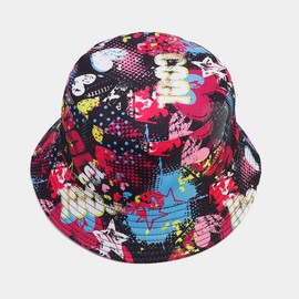 Quanhaigou Bucket Hat for Men Women,Packable Reversible Printed Sun Hats,Fisherman Outdoor Summer Travel Hiking Beach Caps (Cool Love)