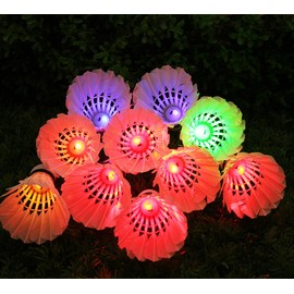 Inngree LED Badminton, [10 Pack] Colourful Shuttlecock Dark Night Goose Feather Glow Birdies Lighting Outdoor Indoor Sport Activities(10PCS)