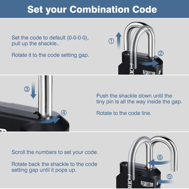 FOBOZONE Combination Locks Padlock, 4 Digit Waterproof Padlock with Resettable