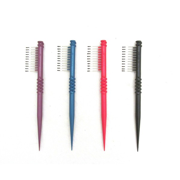 MEBCO 8” Touch-Up Comb (Model: TH1) Purple 4 pieces, Detangler, hair brush, hair comb, pick, pik, pulls out tangles, for all hair length, short hair, long hair, salon