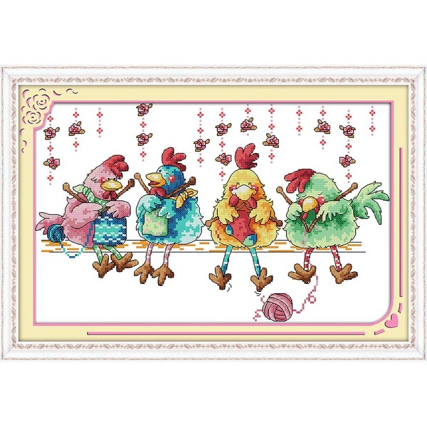 Stitchmelody 14CT Counted Cross Stitch Kits,DMC Unprinted Pattern Embroidery Set