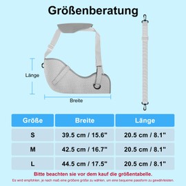 supregear Arm Brace Shoulder Immobiliser, Comfortable Medical Rotator Cuff Support, Arm Strap for Shoulder Injuries, Broken & Fractured Bones, Men & Women, Grey, L