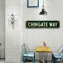 Bar Sign Bar Gifts Vintage Metal Wall Decor Sign"CHINGATE WAY" Street Sign Funny Man Cave Decor Accessories for Home, Bar, Bathroom, Bedroom Unique Retro Tin Signs for Outdoor 4 X 16 inches