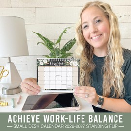 Small Desk Calendar 2026-2027 - Standing Flip Desk Calendars 2026, 18 Months Stand Up Calendars from Jan 2026 to June 2027, Magnolia Desktop Calendar Planner for Home, School, Office