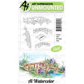 Art Impressions Watercolor Cling Rubber Stamps-Bridge Set