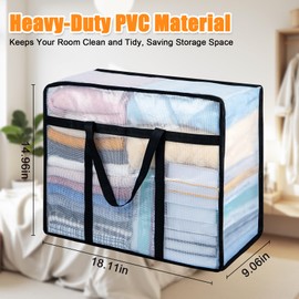 4 Pack Clear Blanket Storage Bags with Zipper, Vinyl Foldable Moving Bags Closet Organizers and Storage Containers for Bedding, Blankets, Comforters, Clothing, Toys, Quilt, Duvet, 40L
