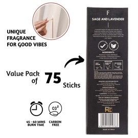 Folkulture Incense Sticks for Home | Pack of 75 (8") Insence-Sticks for Meditation with 45 Mins Burn Time | Organic Insence Aromatherapy Lavender Inscents-Stick | Non Toxic Inscent for Gifts for Her