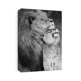 CafePress Canvas Wall Art Lion and Lioness Cuddling Ready to Hang for Living Room, Bedroom or Office