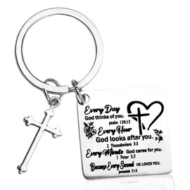 Christian Keychain Gifts for Women Men Best Friend Christian Birthday Christmas Gifts for Grandson Granddaughter Bible Gift for Son Daughter Religious Keychains for Women Men Dad Mom