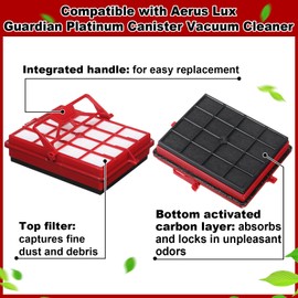 Glooglitter 1 Pack Replacement Style P HEPA and Carbon Pre-filters Compatible with Aerus Lux Guardian Platinum Canister Vacuum Cleaner, with Handle